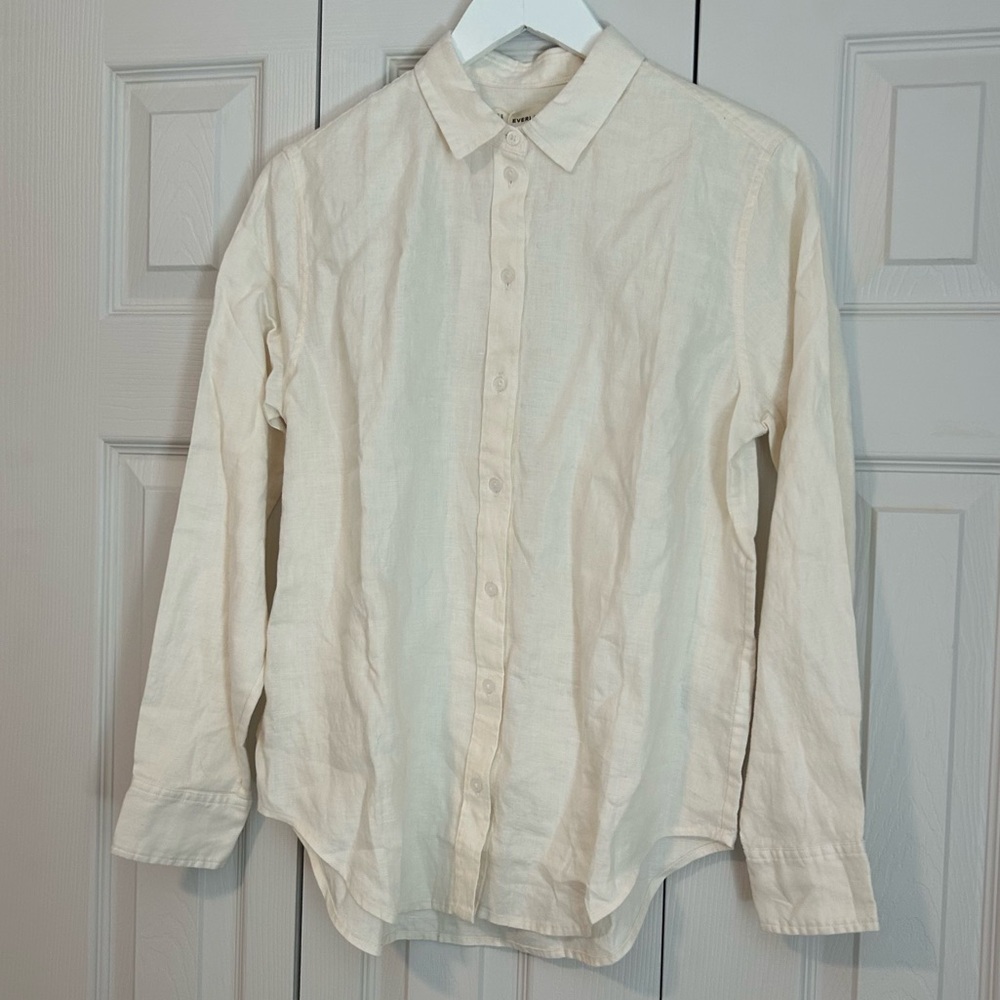 NWT Everlane Cream Button Down Shirt Long Sleeve Neutral Minimalist Classic Sz 4